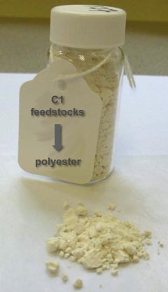 Aliphatic polyesters can be directly synthesized from simple C1 feedstocks such as carbon monoxide and formaldehyde.  The polymericproperties can be fine-tuned by incorporating an additional comonomer.
