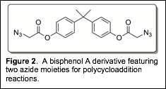 
Figure 2. A bisphenol A derivative featuring two azide moieties for polycycloaddition reactions.
